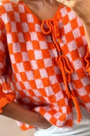 Double Take Tied Checkered Dropped Shoulder Flounce Sleeve Cardigan-Rae Collective, Women's Online Fashion Boutique Located in Phoenix, Arizona (Scottsdale Area)