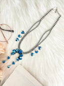 Indigo Blue Dahlia Desert Pearl Necklace Bag 16