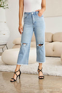 RfM Full Size Tummy Control High Waist Raw Hem Distressed Jeans-Rae Collective, Women's Online Fashion Boutique Located in Phoenix, Arizona (Scottsdale Area)