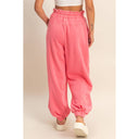 Ruffle Waist Burnout Jogger Pants