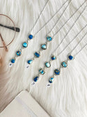 Indigo Blue Dahlia Small Lariat Necklace Bag 34