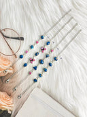 Indigo Blue Dahlia & Mimosa Opal Bracelet Bag 20