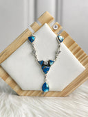 Indigo Blue Dahlia Crystal Necklace Bag 19