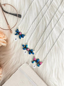Indigo Blue Dahlia Chain Necklace Bag 11