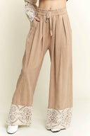 J.HER MineralWash Crochet Plicated Wide Leg Terry Pants-Rae Collective, Women's Online Fashion Boutique Located in Phoenix, Arizona (Scottsdale Area)