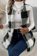 Sherpa Plaid Open Front Vest Coat-Rae Collective, Women's Online Fashion Boutique Located in Phoenix, Arizona (Scottsdale Area)