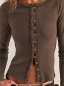 Ribbed Round Neck Long Sleeve Top-Rae Collective, Women's Online Fashion Boutique Located in Phoenix, Arizona (Scottsdale Area)
