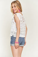 Crochet Button Down Eyelet Vest Top