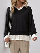 Perfee Faux Layered Contrast Long Sleeve Sweatshirt-Rae Collective, Women's Online Fashion Boutique Located in Phoenix, Arizona (Scottsdale Area)