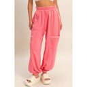 Ruffle Waist Burnout Jogger Pants