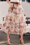 Floral Ruffled Mesh Midi Skirt-Skirts-Rae Collective, Women's Online Fashion Boutique Located in Phoenix, Arizona (Scottsdale Area)