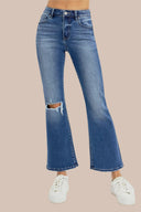 Risen Full Size Distressed High Rise Crop Flare Jeans-Rae Collective, Women's Online Fashion Boutique Located in Phoenix, Arizona (Scottsdale Area)