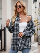 Mandy Pocketed Plaid Collared Neck Long Sleeve Shirt-Rae Collective, Women's Online Fashion Boutique Located in Phoenix, Arizona (Scottsdale Area)