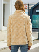 Fuzzy Checkered Zip Up Jacket-Rae Collective, Women's Online Fashion Boutique Located in Phoenix, Arizona (Scottsdale Area)