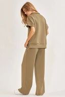 Short-Sleeved Quarter-Zip Lounge Set-2 Piece Outfit Sets-Rae Collective, Women's Online Fashion Boutique Located in Phoenix, Arizona (Scottsdale Area)