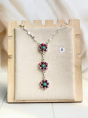 3 Blooming Flowers Lariat Necklace