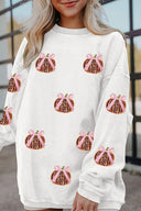 Pink Bow Pumpkin Sequin Sweatshirt-Sweaters-Krush Kandy, Women's Online Fashion Boutique Located in Phoenix, Arizona (Scottsdale Area)