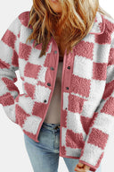 Checkered Snap Down Long Sleeve Teddy Jacket-Rae Collective, Women's Online Fashion Boutique Located in Phoenix, Arizona (Scottsdale Area)