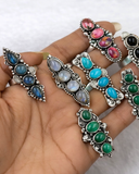 Boho Multistone Silver Rings