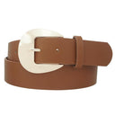 Saffiano Leather Belt with Rounded Buckle-Belts-Rae Collective, Women's Online Fashion Boutique Located in Phoenix, Arizona (Scottsdale Area)