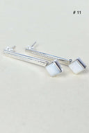 Silver Solitaire Bar Earrings-Drop Earrings-Krush Kandy, Women's Online Fashion Boutique Located in Phoenix, Arizona (Scottsdale Area)
