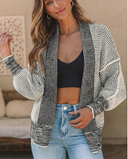 Two Toned Waffle Knit Cardigan | S-2X-Cardigans-Krush Kandy, Women's Online Fashion Boutique Located in Phoenix, Arizona (Scottsdale Area)