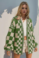 Double Take Full Size Open Front Checkered Drop Shoulder Cardigan-Rae Collective, Women's Online Fashion Boutique Located in Phoenix, Arizona (Scottsdale Area)