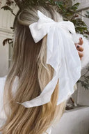 White Oversized Ribbon Bowknot Satin Hair Clip-Krush Kandy, Women's Online Fashion Boutique Located in Phoenix, Arizona (Scottsdale Area)