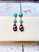 Stand Out Turquoise & Stripe Earrings-Earrings-Rae Collective, Women's Online Fashion Boutique Located in Phoenix, Arizona (Scottsdale Area)