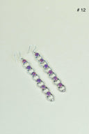 Sterling Silver Six Stone Cascading Earrings-Drop Earrings-Krush Kandy, Women's Online Fashion Boutique Located in Phoenix, Arizona (Scottsdale Area)