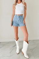 Sunny Side Patch Pocket Denim Shorts