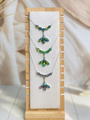 Multi Jelly Opal Curved Bar & Drop Chain Necklace
