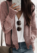Two Toned Waffle Knit Cardigan | S-2X-Cardigans-Krush Kandy, Women's Online Fashion Boutique Located in Phoenix, Arizona (Scottsdale Area)