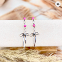 Neon Pink Opal & Bow Drop Earrings MADE TO ORDER-Stud Earrings-Rae Collective, Women's Online Fashion Boutique Located in Phoenix, Arizona (Scottsdale Area)