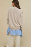 Side Slit Round Neck Long Sleeve Sweatshirt-Rae Collective, Women's Online Fashion Boutique Located in Phoenix, Arizona (Scottsdale Area)