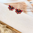 Red Opal & Sunstone Half Cluster Earrings-Stud Earrings-Rae Collective, Women's Online Fashion Boutique Located in Phoenix, Arizona (Scottsdale Area)