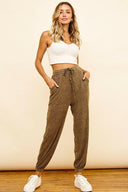 Washed Ribbed Drawstring Jogger-Pants-Rae Collective, Women's Online Fashion Boutique Located in Phoenix, Arizona (Scottsdale Area)