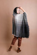 Herringbone Tweed Hooded Frayed Edge Poncho-Cardigans-Krush Kandy, Women's Online Fashion Boutique Located in Phoenix, Arizona (Scottsdale Area)