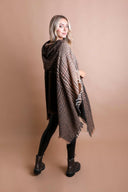 Herringbone Tweed Hooded Frayed Edge Poncho-Cardigans-Krush Kandy, Women's Online Fashion Boutique Located in Phoenix, Arizona (Scottsdale Area)
