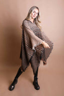 Herringbone Tweed Hooded Frayed Edge Poncho-Cardigans-Krush Kandy, Women's Online Fashion Boutique Located in Phoenix, Arizona (Scottsdale Area)