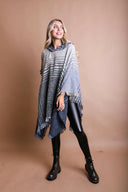 Herringbone Tweed Hooded Frayed Edge Poncho-Cardigans-Krush Kandy, Women's Online Fashion Boutique Located in Phoenix, Arizona (Scottsdale Area)