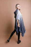 Herringbone Tweed Hooded Frayed Edge Poncho-Cardigans-Krush Kandy, Women's Online Fashion Boutique Located in Phoenix, Arizona (Scottsdale Area)