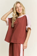 J.Her Washed Contrast Side Spring Top