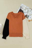 Colorblock Patchwork Knit Sweater-Sweatshirt-Krush Kandy, Women's Online Fashion Boutique Located in Phoenix, Arizona (Scottsdale Area)