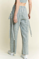 J.HER Mineral Wash Side Ribbon Bow pants-Pants-Rae Collective, Women's Online Fashion Boutique Located in Phoenix, Arizona (Scottsdale Area)