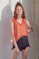 Mineral Washed V neck Sleeveless Top-Jumpsuits & Rompers-Krush Kandy, Women's Online Fashion Boutique Located in Phoenix, Arizona (Scottsdale Area)