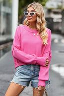 Round Neck Drop Shoulder Long Sleeve Sweater-Rae Collective, Women's Online Fashion Boutique Located in Phoenix, Arizona (Scottsdale Area)