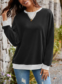 Lovelet Contrast Round Neck Long Sleeve Sweatshirt-Rae Collective, Women's Online Fashion Boutique Located in Phoenix, Arizona (Scottsdale Area)