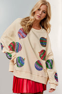 Christmas Element Sequin Round Neck Long Sleeve Sweatshirt-Sweatshirts-Rae Collective, Women's Online Fashion Boutique Located in Phoenix, Arizona (Scottsdale Area)