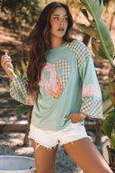 Patchwork Heart Top-Long Sleeve Tops-Krush Kandy, Women's Online Fashion Boutique Located in Phoenix, Arizona (Scottsdale Area)